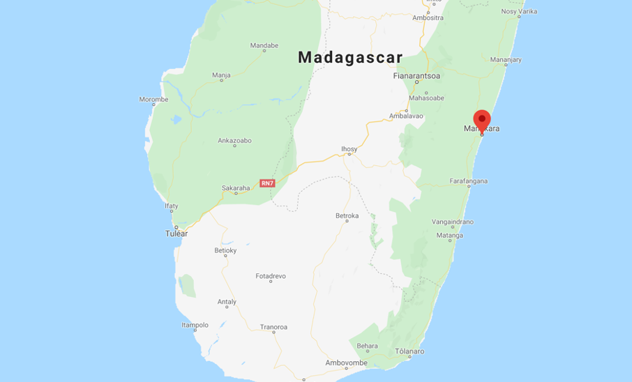 Carte Madagascar, flèche sur Manakara